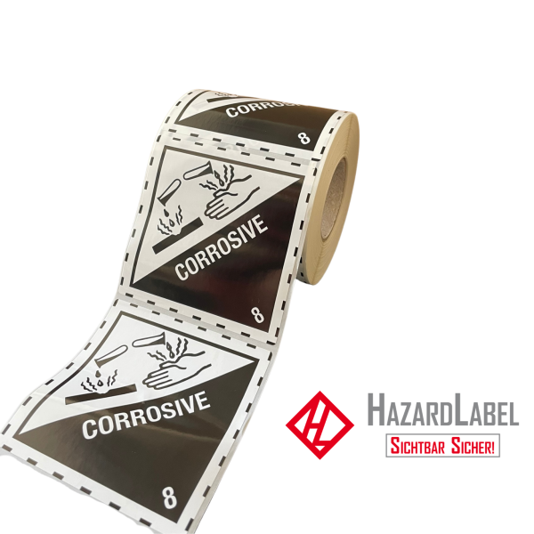 Hazard Label Class 8, 10x10 cm, Paperlabel, CORROSIVE